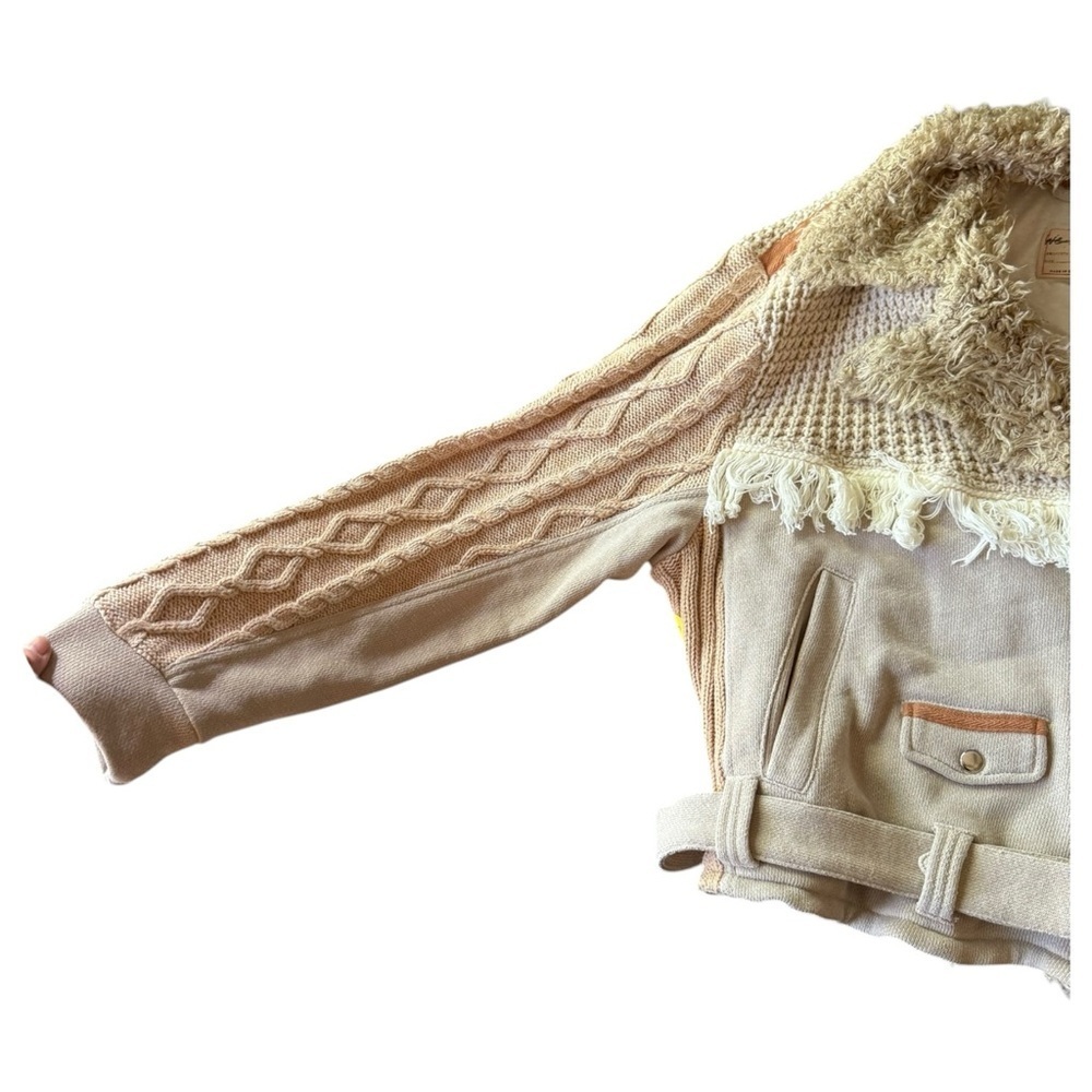 New ▶️ Free People ◀️ We the Free Cozy Knit Mix Moto Jacket NWOT Retail $398 - Picture 11 of 17